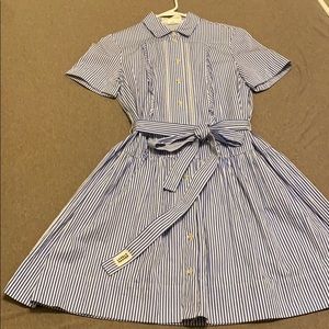 Short sleeves, striped shirt dress